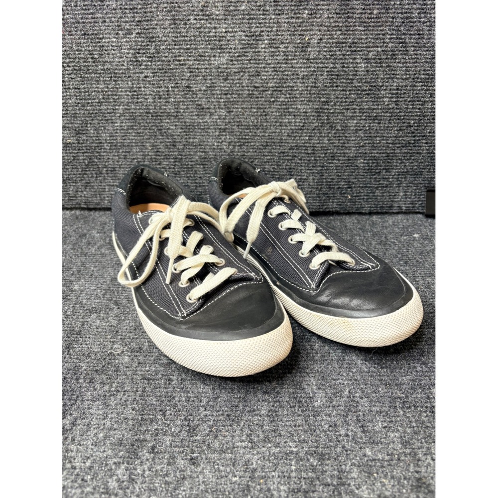 Clarks Womens Black Canvas Leather Low Top Sneakers 7.5 M 261589804050